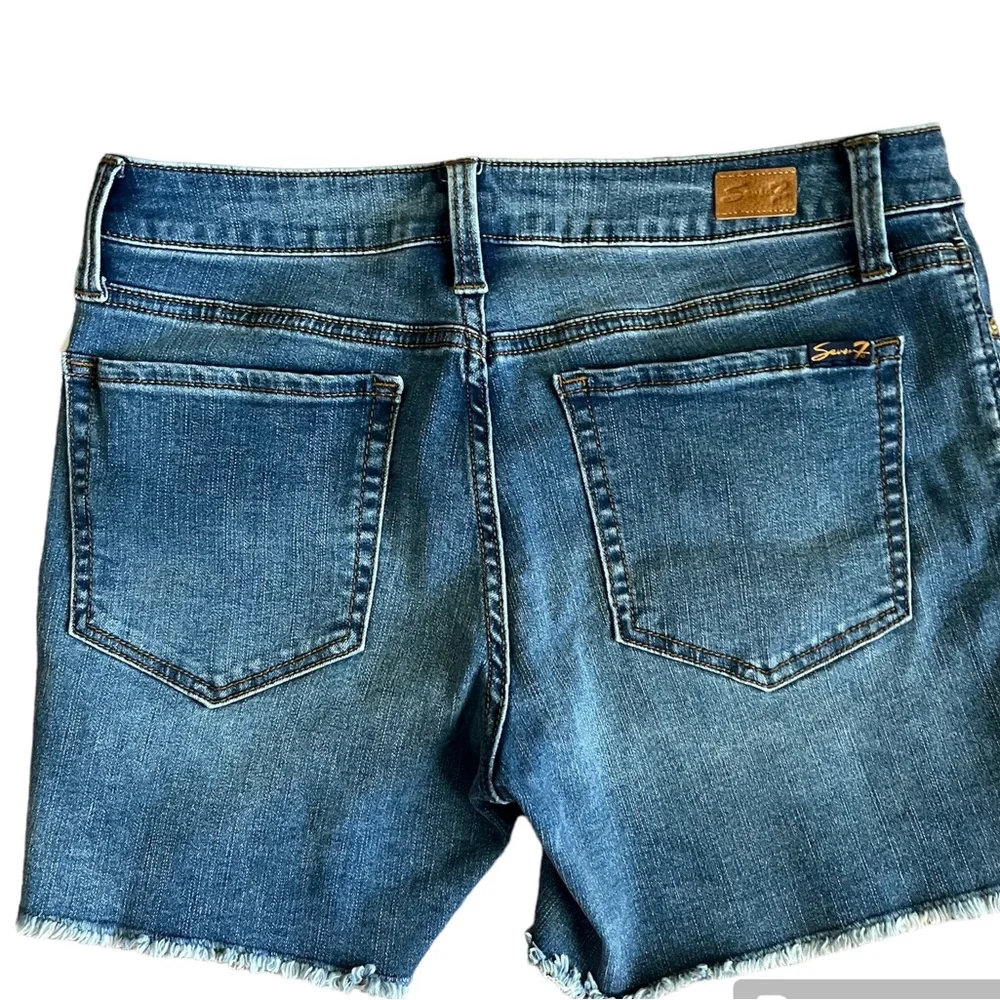 Seven7 Weekend Short‎ Stretch Denim Blue Women’s Shirt Sz 8